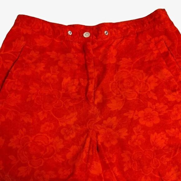 VTG Lauren Ralph Lauren Red Tropical High Rise Cotton Shorts Size 6 - Picture 2 of 11